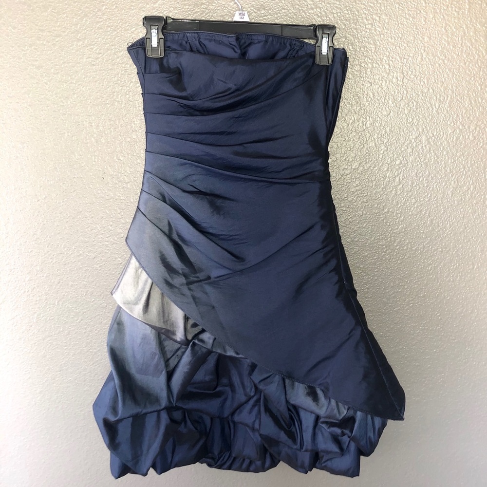 Navy Ruched Dress - Picture 2 of 3